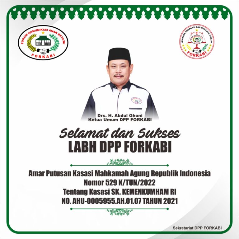 Melawan Kemenkumham dan Forkabi Pimpinan Abdul Ghoni, Mohammad Ihsan Keok di MA