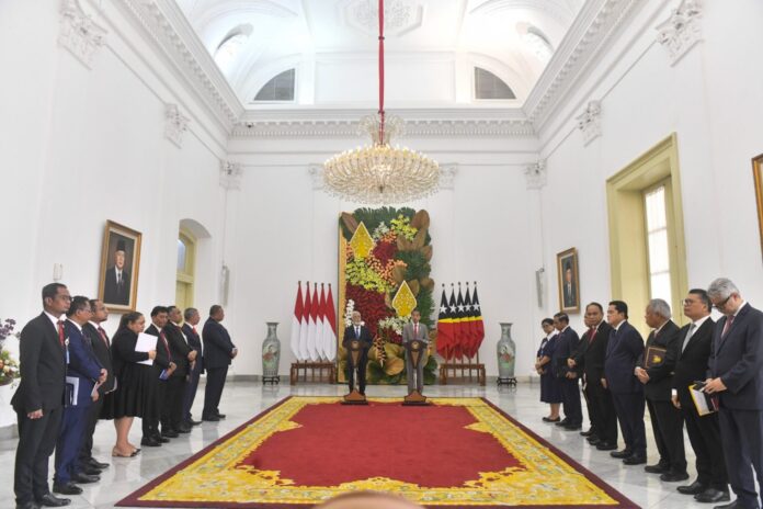 Pernyataan Pers Bersama Presiden Jokowi dan PM Xanana Gusmao, di Istana Kepresidenan Bogor, Jawa Barat, Jumat (26/1). Foto: Humas Setkab/Jay